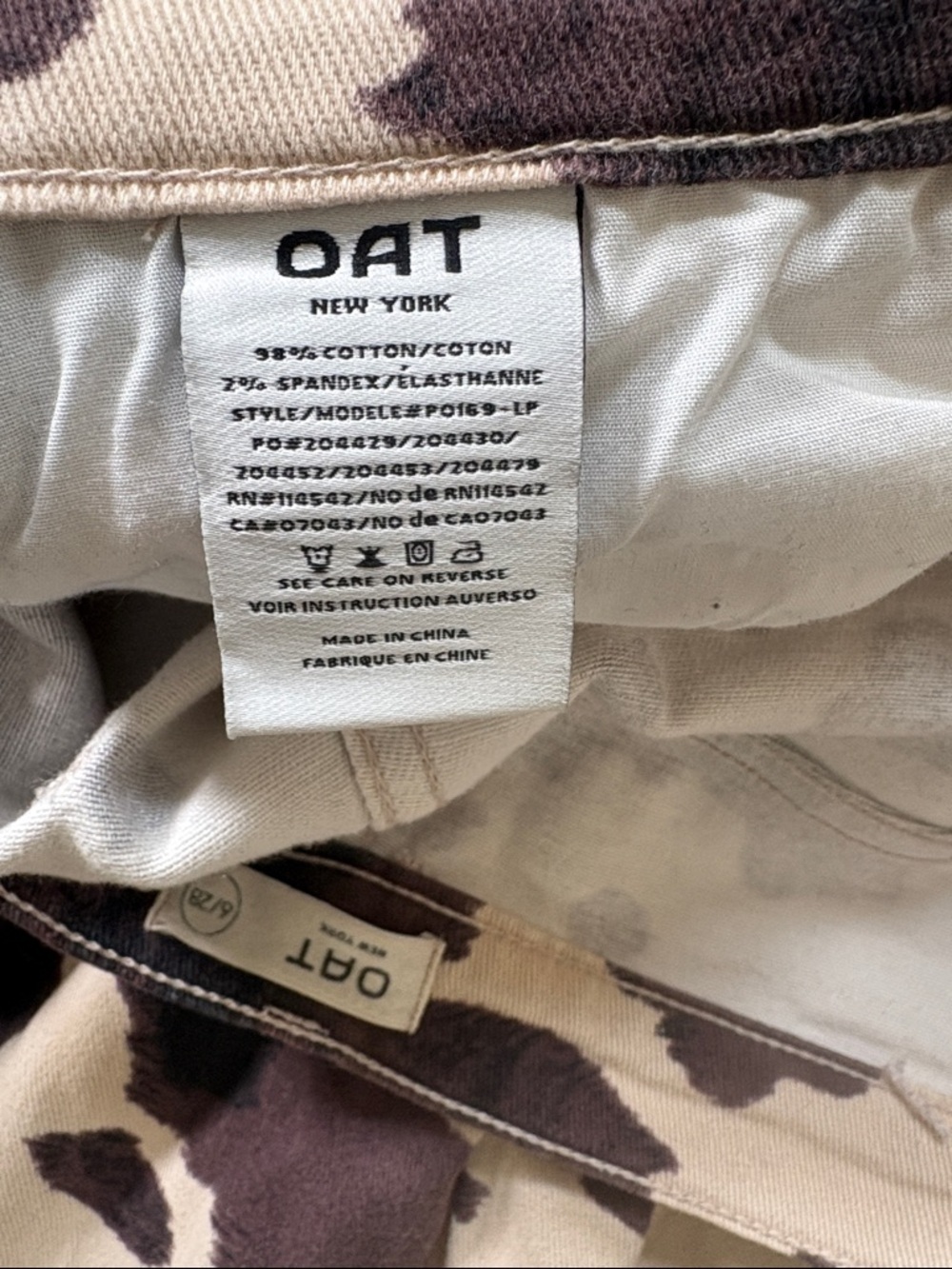 Oat New York Cream and Dark Brown Cowprint Wide Leg Jeans - Picture 7 of 7